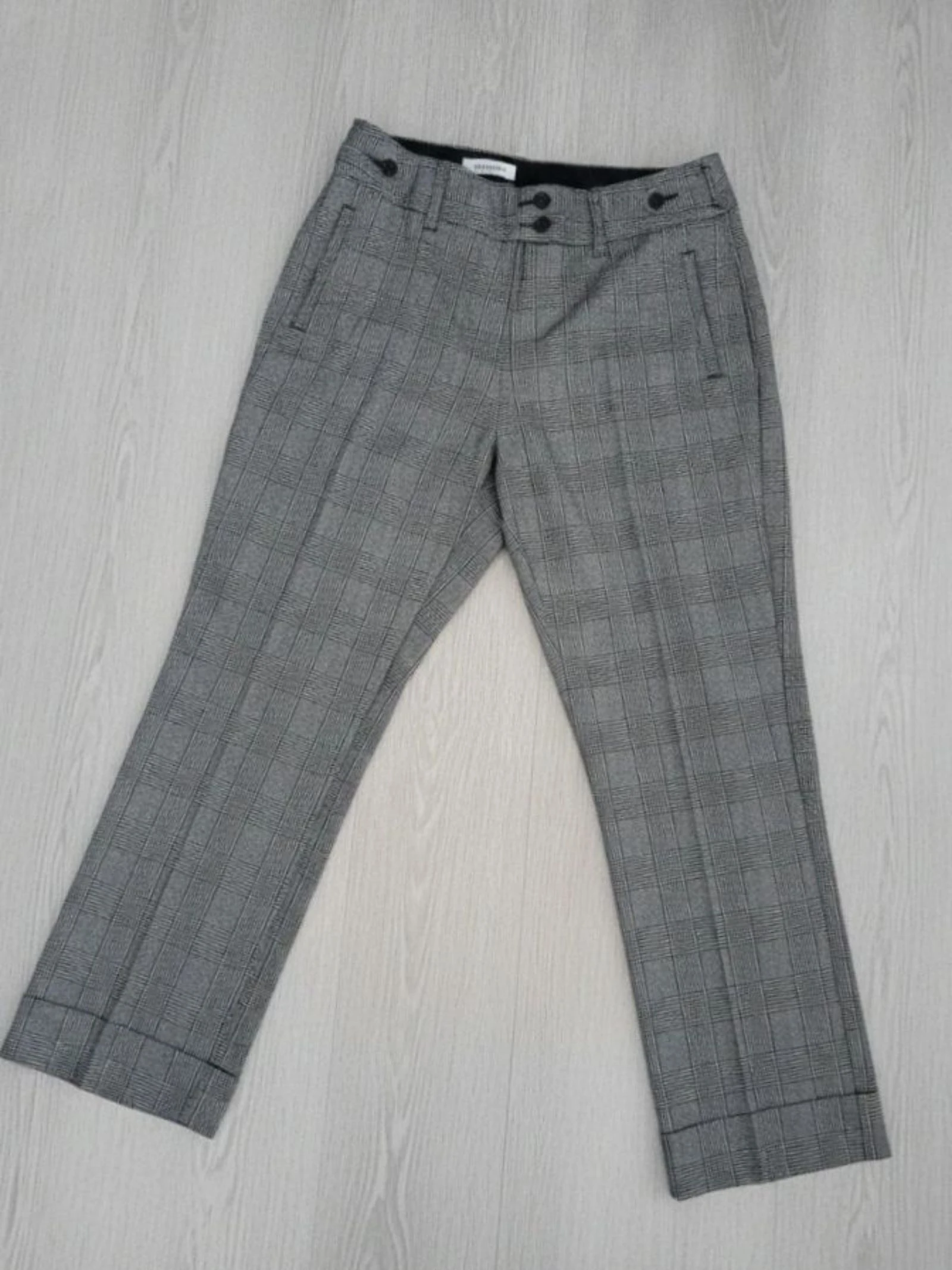 C&A Glen Plaid getailleerde grijze corporate old money chinobroek – photo 13